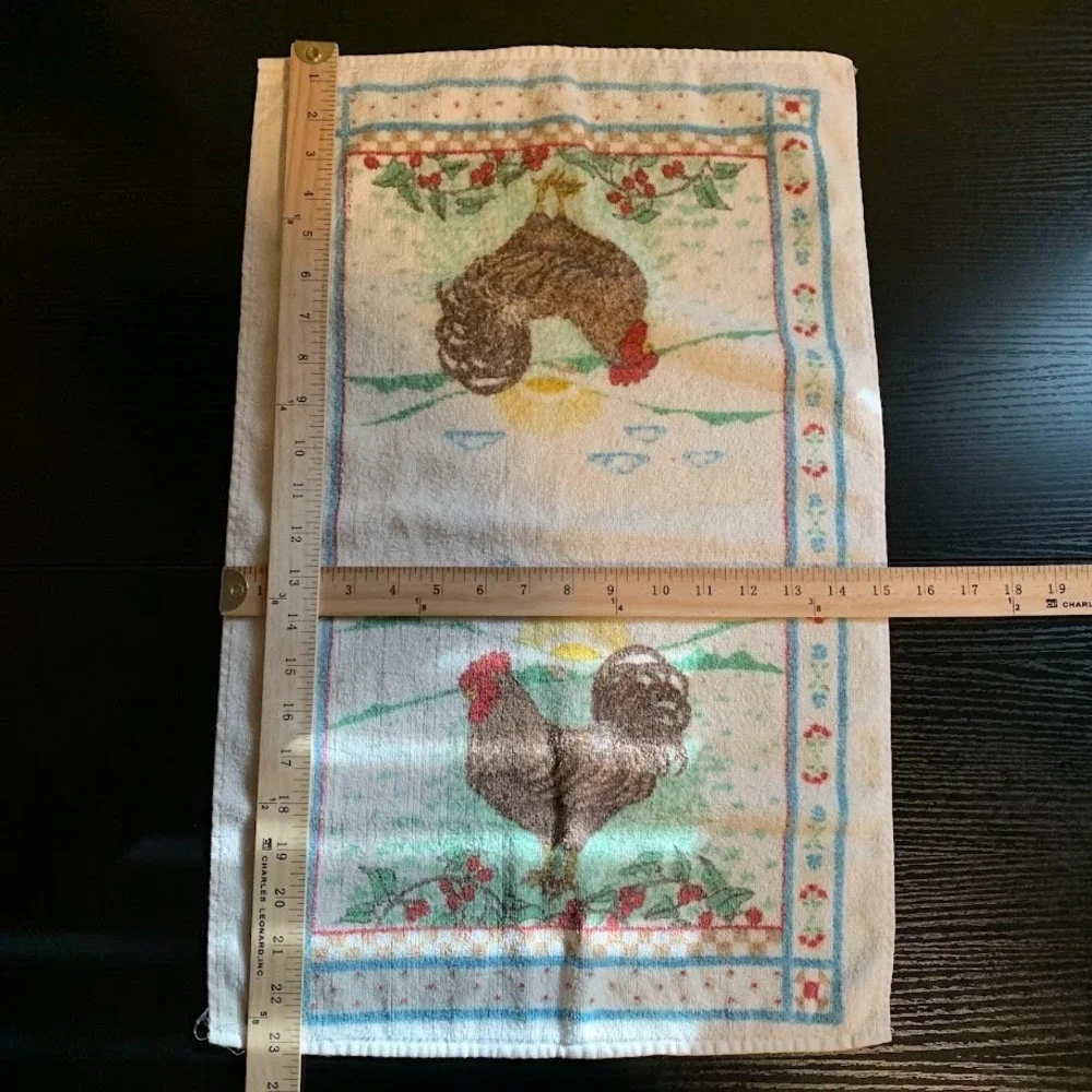 Vintage Sayco Screen Prints Sunrise Chicken Rooster Dish Tea Kitchen  Towel